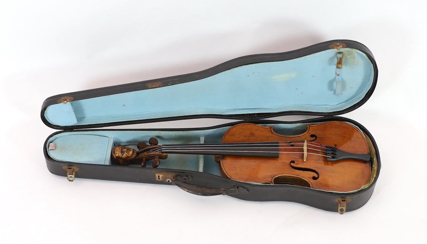 An early 20th century German violin, overall 62cm